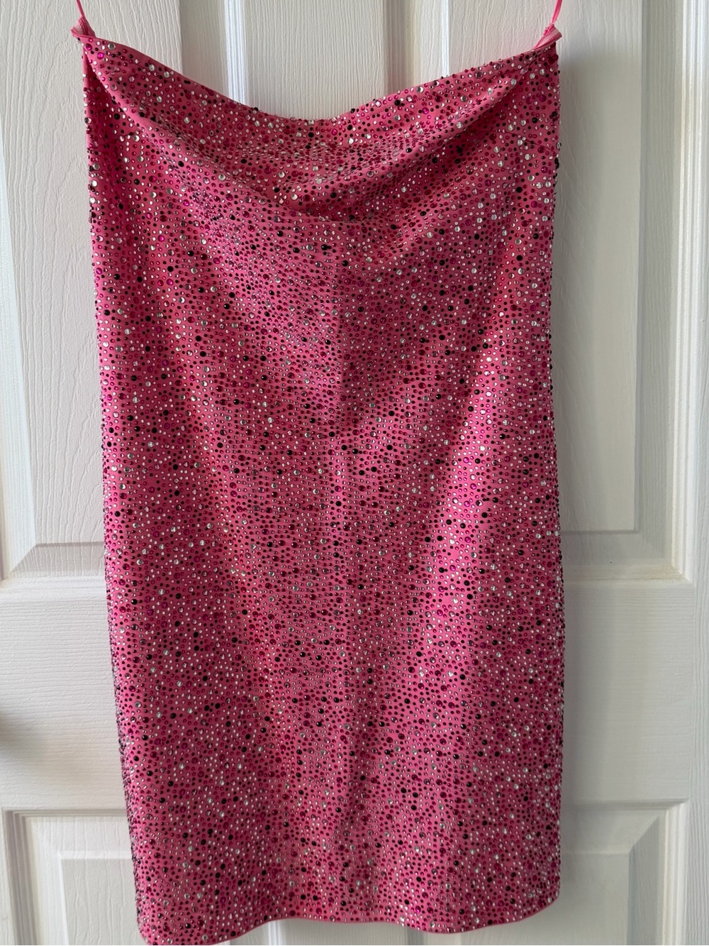 Fashion Nova Strapless Hot Pink Sequin Homecoming Dress